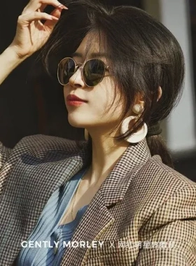 太阳镜圆形墨镜韩版同款小框金属8874潮刘仁娜复古眼镜女