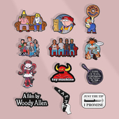 跨境创意可爱动画人物金属胸针个性 简约字母造型金属徽章套装