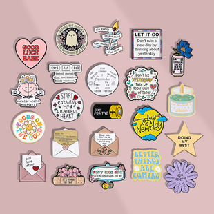 简约百搭治愈短句胸针ins英文短句个性胸章金属徽章礼物背包配饰