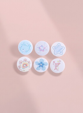 蓝色系小清新圆形胸针海洋生物动物胸章金属徽章学生背包笔袋配饰