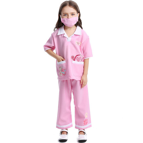 女童医生职业体验服过家家儿童兽医cosplay角色扮演游戏表演服装