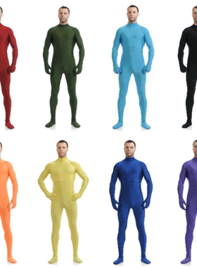 zentai加大码连体服舞台表演服装男式莱卡包手包脚露头紧身连体衣