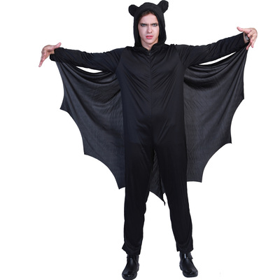万圣节男士吸血鬼扮演服Halloween蝙蝠Cospaly服装带翅膀连体衣