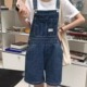gulufen夏秋季 女 学院风可爱百搭纯棉减龄牛仔背带短裤 新品 韩版