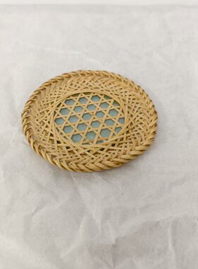 竹制品竹编白竹杯垫杯托防烫玻璃出口日本包邮