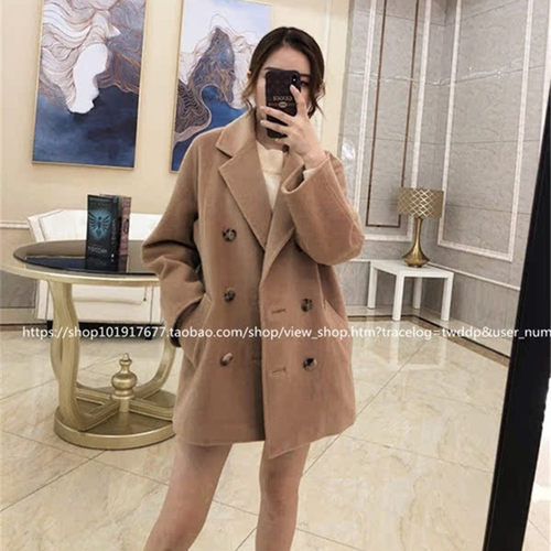 明星同款101801短款羊绒大衣慵懒