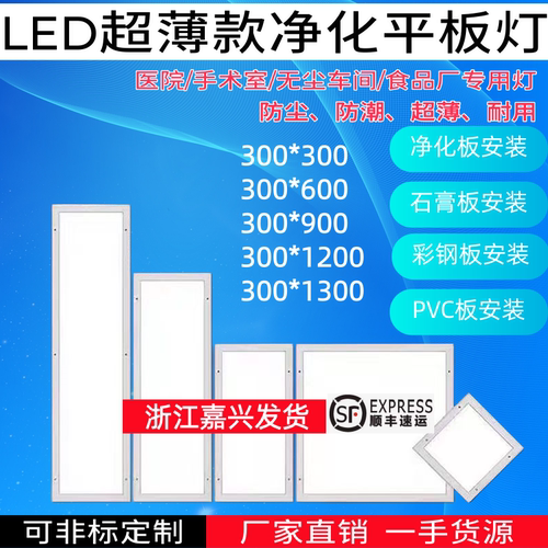手术室药厂无尘车间300x1200led净化灯超薄明装吸顶30x120洁净灯
