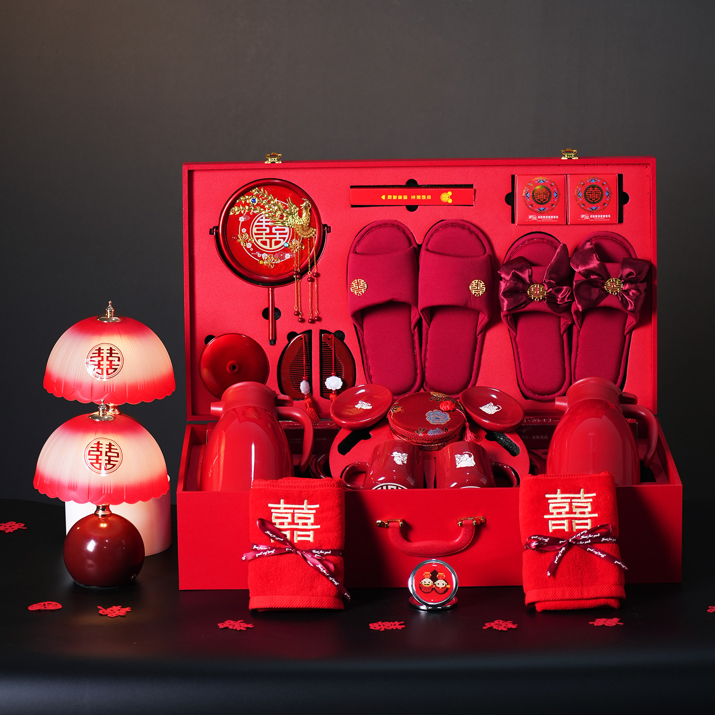 结婚陪嫁套装女方嫁妆全套新人洗漱喜盆红色高档礼盒婚庆婚礼用品,节庆用品/礼品,创意礼盒/礼品套组,淘宝优惠券,粉丝福利购,淘宝优惠卷