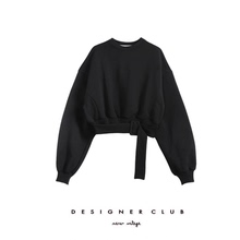 Designer club /秋装美式运动风宽松短款上衣2色韩版卫衣女