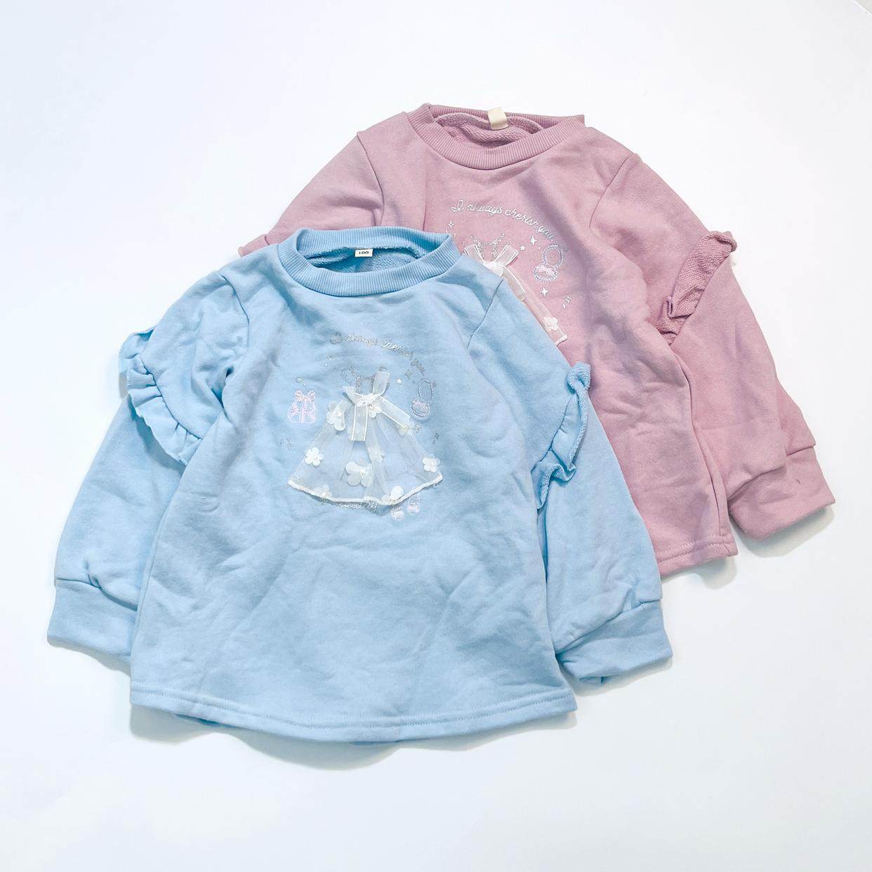 日单 一眼喜欢 立体小网纱 刺绣美 女童儿童毛圈卫衣上衣外套内搭