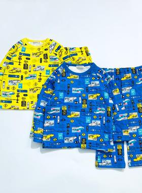 日单丸gao~ 车车图案 男童宝宝空气层夹棉家居服睡衣睡裤秋衣秋裤