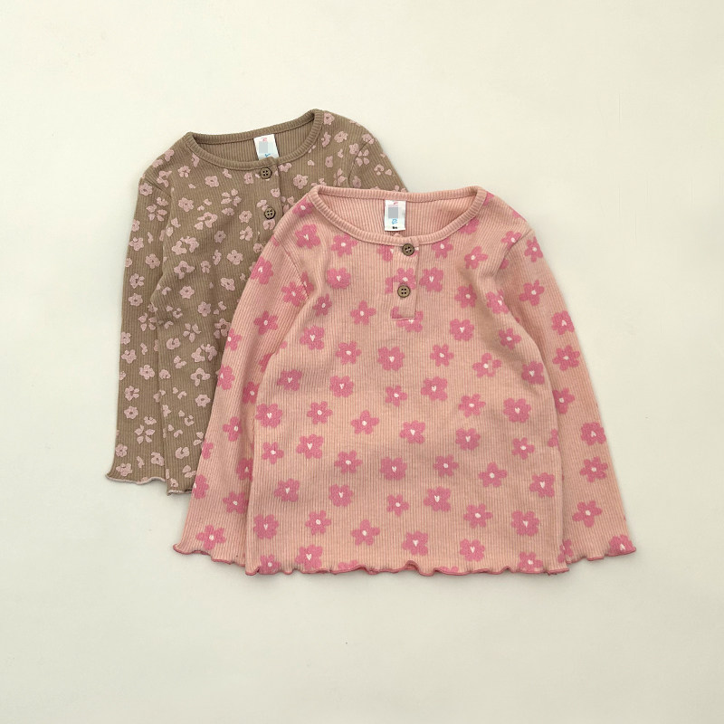 小花朵长袖T恤打底衫春秋
