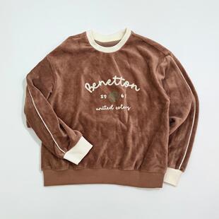 韩单 大气的颜色款式 男女童儿童圆领休闲刺绣卫衣上衣运动外套