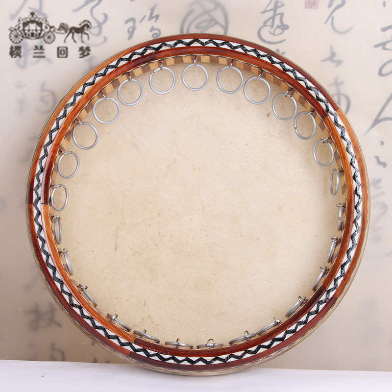 新疆手鼓 高档桃木牛皮维吾尔民族手鼓纯手工乐器专业表演手鼓
