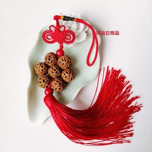 路路畅通汽车挂件野生桃核七星阵吊坠车载保平安饰品朱砂男女