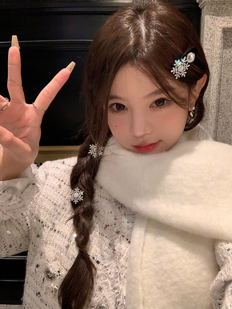 peachtea雪花珍珠发夹