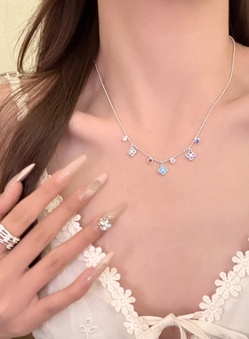 莫奈后花园彩色闪钻四叶花项链