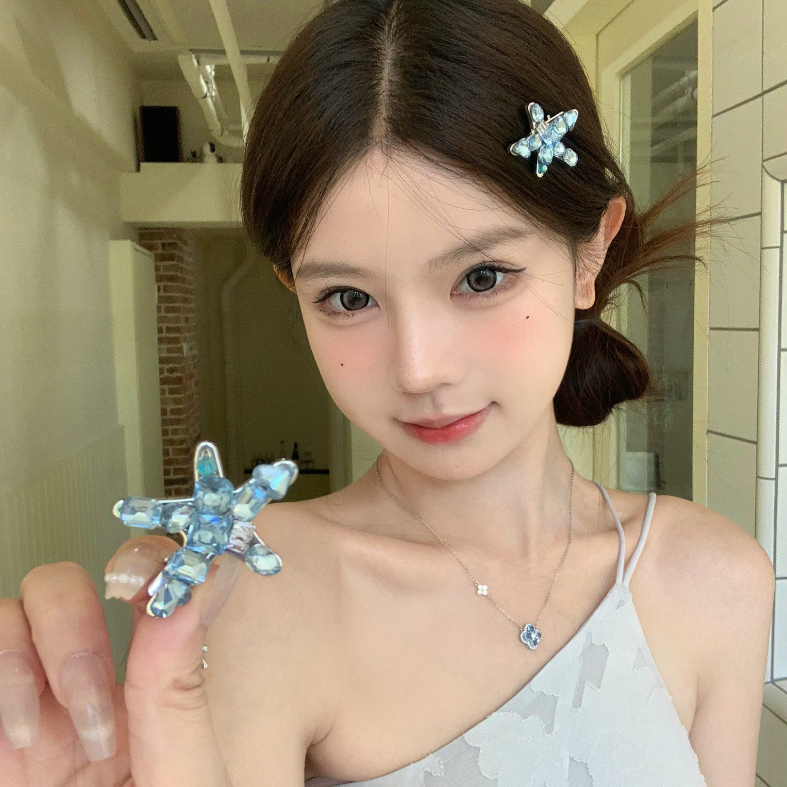 【蜜桃茶】甜妹日记 闪锆蓝色海星发夹女夏日海边度假氛围感配饰