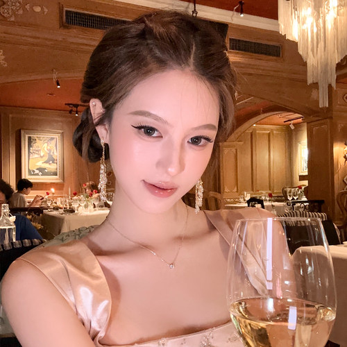 静奢美学闪锆珍珠流苏耳环