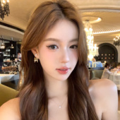 十字架珍珠耳环女轻奢高级感金色耳饰 后挂式 蜜桃茶 名媛千金