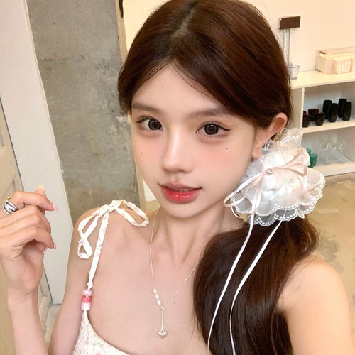 芭蕾舞蹈生蝴蝶结丝带蕾丝发圈