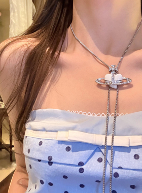 甜酷buff高级感闪钻土星项链