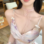 纯欲教主 蜜桃茶 织带蝴蝶结蕾丝项圈少女颈带脖子choker配饰