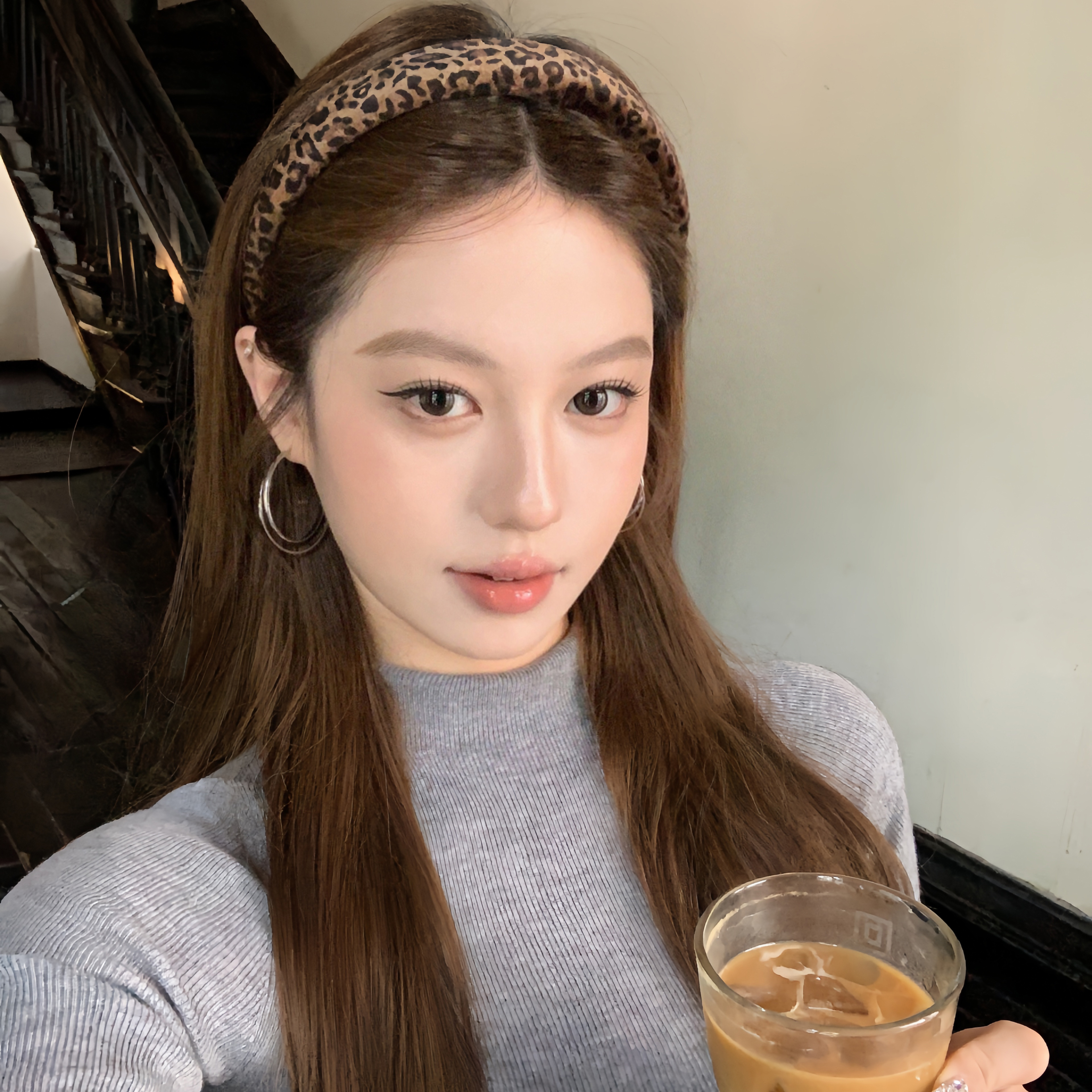 香氛小野豹复古豹纹丝绒发箍女