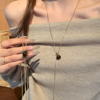 莫妮卡秋金色虎眼石抽拉式项链