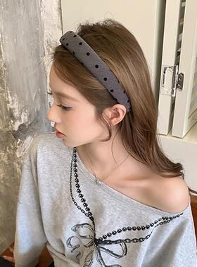 【蜜桃茶】质感格雷系 灰色波点发箍女2024新款高颅顶宽发卡头饰
