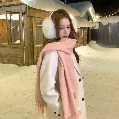 浪漫初雪韩系氛围感纯色围巾