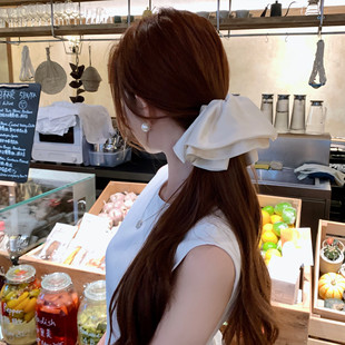 【蜜桃茶】白昼月光 缎面裙摆马尾夹女优雅后脑勺半扎发鲨鱼夹子