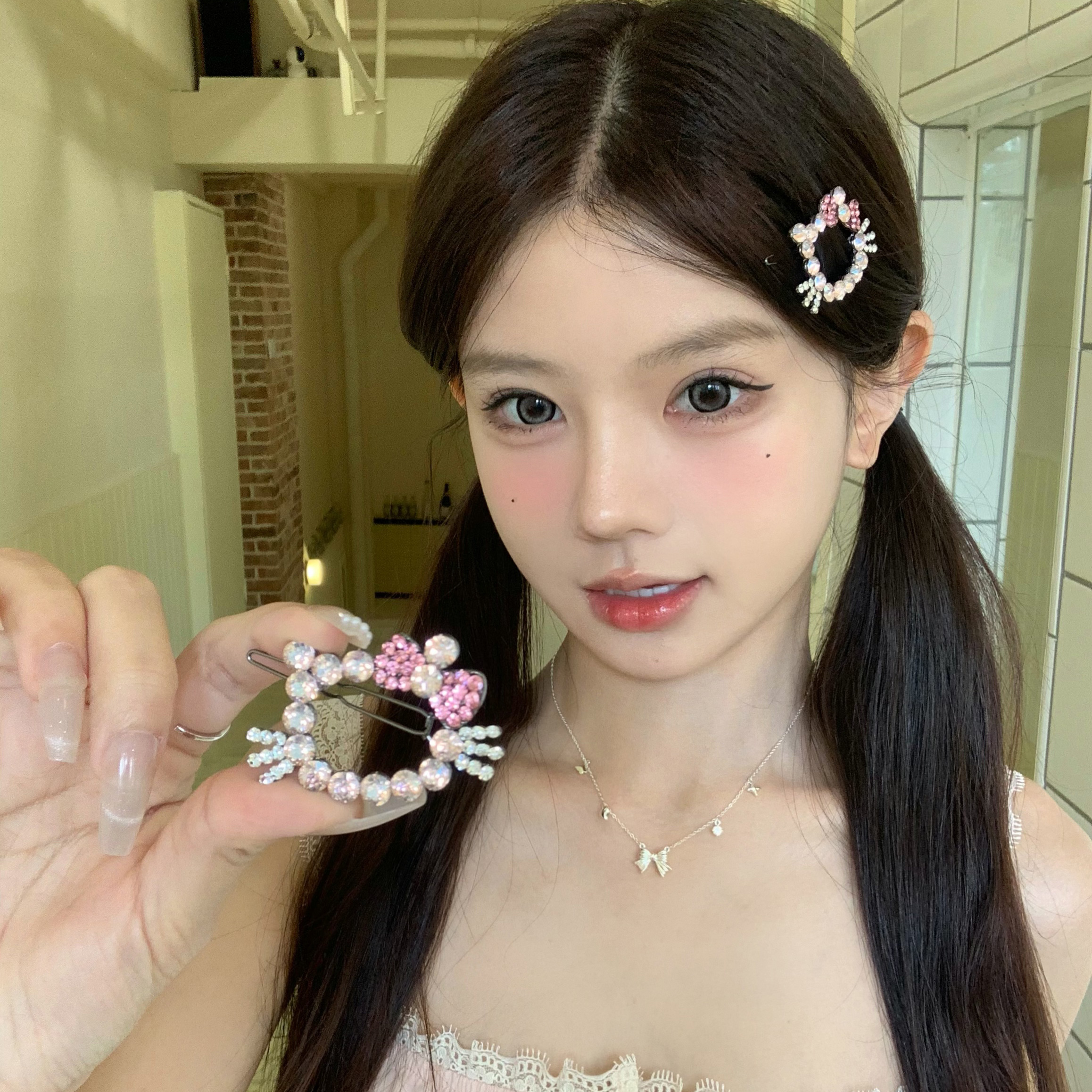 闪耀KT闪钻镂空kitty猫发夹