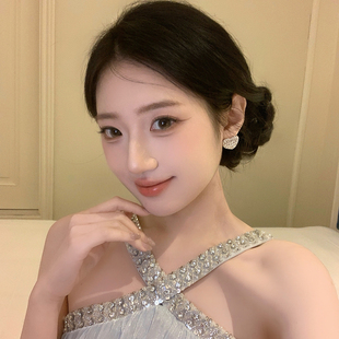 【蜜桃茶】心动讯号 满钻爱心耳环女新款精致高级日常百搭款耳饰
