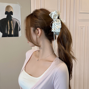 【蜜桃茶】浅尝ballet  波点蝴蝶结香蕉夹温柔风后脑勺高马尾发夹