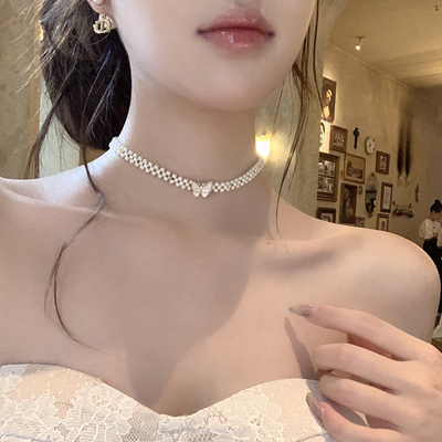 邂逅温柔贝母蝴蝶珍珠choker