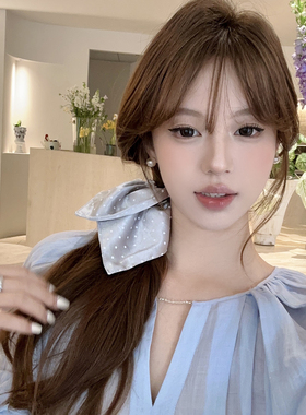 漂亮欧尼韩系质感波点方巾发圈