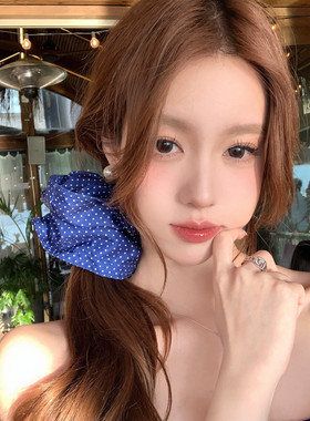 【蜜桃茶】显白色系 韩系百搭波点发圈大肠圈女扎低马尾皮筋发绳