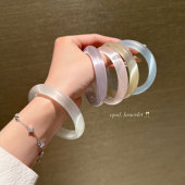 国风猫眼琉璃镯子 冰透白月光玉髓手镯女高级感新中式 蜜桃茶