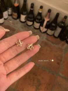 微甜oni 精致镂空星星耳钉小众设计感高级气质耳环耳饰 蜜桃茶