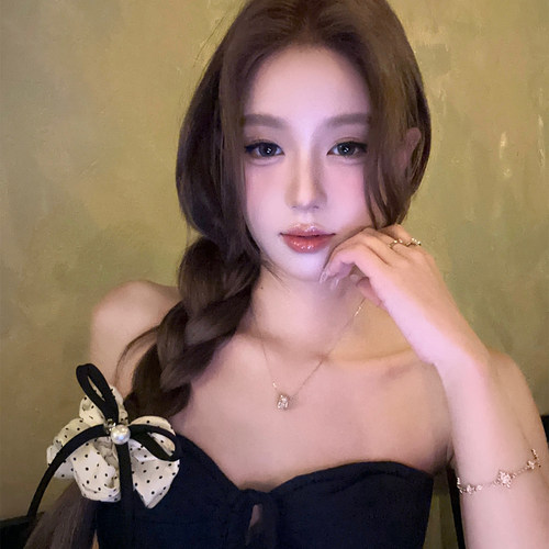 纯欲Lady波点蝴蝶结珍珠发圈