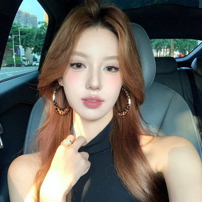 古早爱豆时髦金属豹纹大耳圈