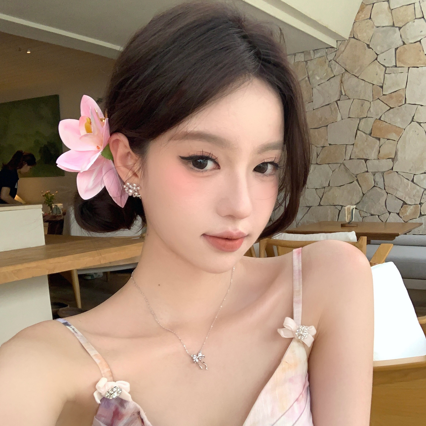 迷迭花园粉色蕙兰花朵发夹