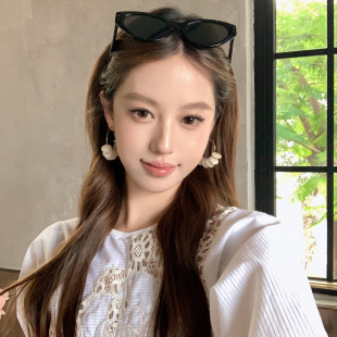 【蜜桃茶】遇见达西 法式树脂串珠耳圈女夏高级设计感度假风耳环