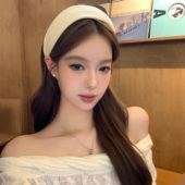 淡颜欧尼 蜜桃茶 韩系纯色宽边针织发箍高颅顶女秋冬日常头箍