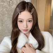 韩女配方 蜜桃茶 复古豹纹无痕鸭嘴夹高级感侧边刘海夹子发卡