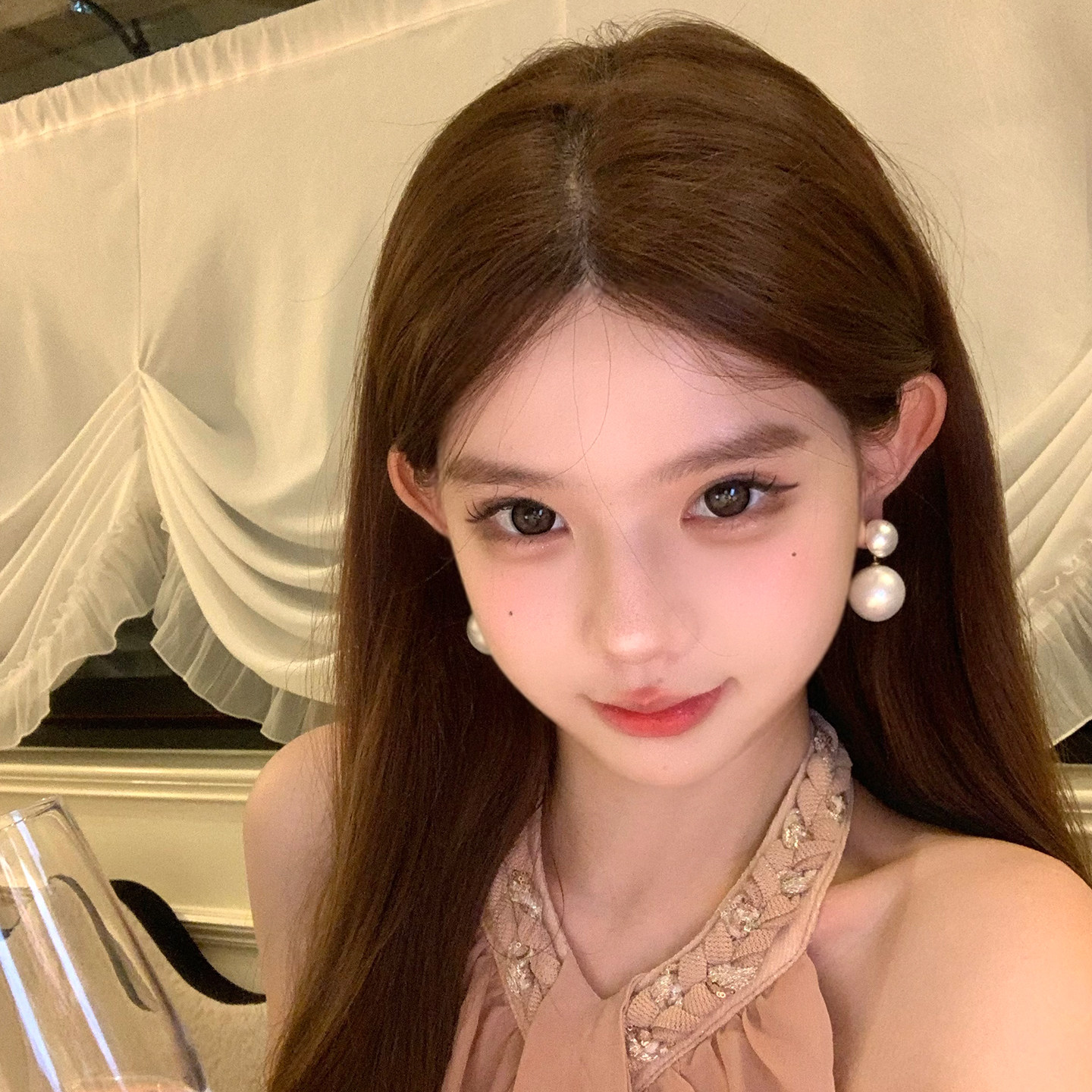 流光少女法式轻奢大珍珠耳环图片