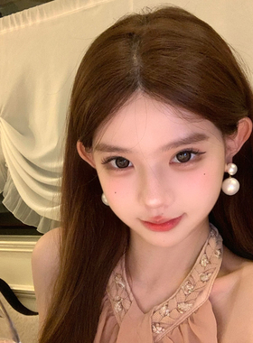 流光少女法式轻奢大珍珠耳环