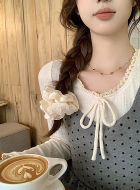 【蜜桃茶】樱花糖霜 韩系白色大肠发圈法式少女皮筋扎头发绳发饰