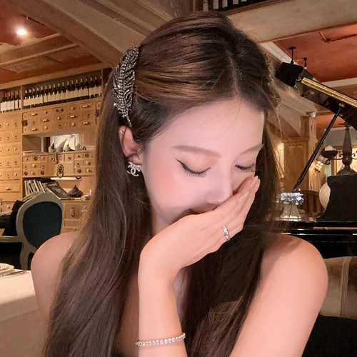 佩纳斯小姐轻奢水钻羽毛发梳